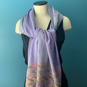 Silk embroidered wrap with fringe